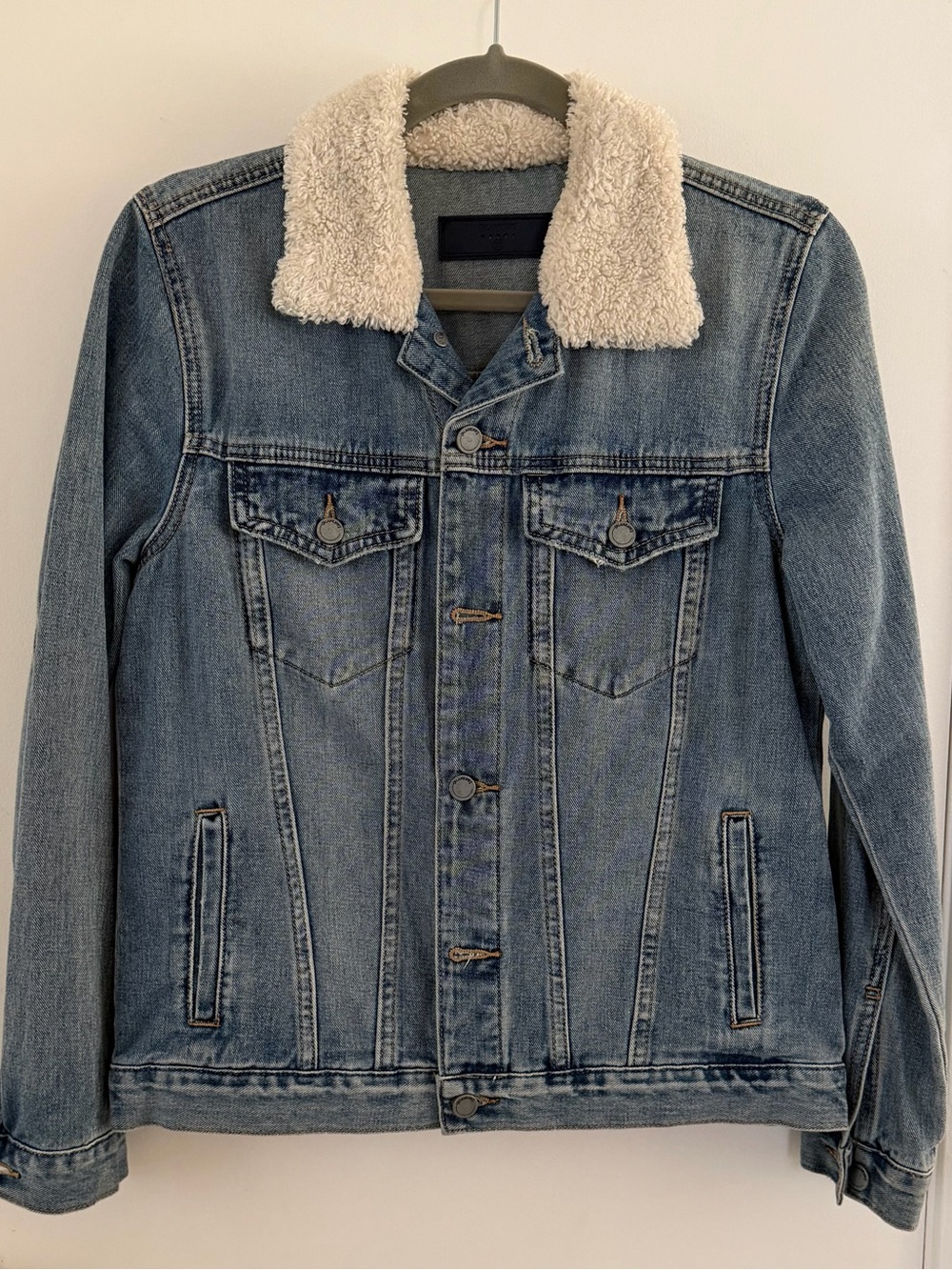 Blank NYC Oversized Denim Jacket with Sherpa Collar